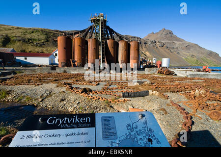 ehemalige Walfang-station Grytviken, König Edward Cove, Grytviken, Cumberland East Bay, Suedgeorgien, Süd-Sandwich-Inseln Stockfoto