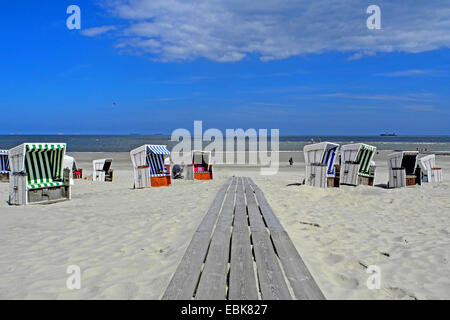 WOODWAY am Strand von Wangerooge, Deutschland, Niedersachsen, Wangerooge Stockfoto