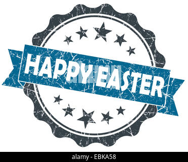 Happy Easter blau Grunge Vintage Dichtung isoliert auf weiss Stockfoto