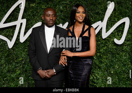 Naomi Campbell und Edward Enninful bei der britischen Mode-Awards 2014 in London. Stockfoto