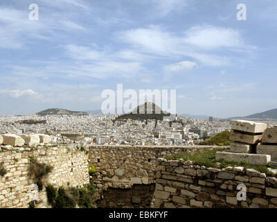 Mount Lycabettus, Blick von der Akropolis, Griechenland, Athen Stockfoto