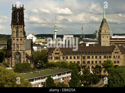 Salvator Kirche und Rathaus, Deutschland, Nordrhein-Westfalen, Ruhrgebiet, Duisburg Stockfoto