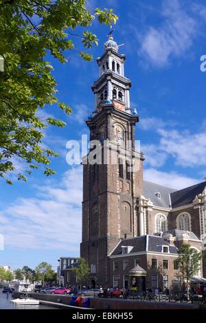 Westerkerk Turm und Kirche, Amsterdam, Niederlande, Europa Stockfoto