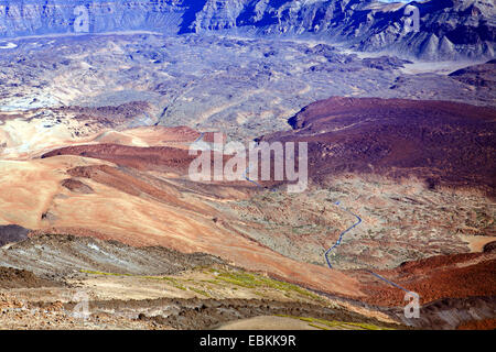 Blick vom Pico del Teide Las Ca±Adas, Kanarische Inseln, Teneriffa, Teide Nationalpark der Caldera Stockfoto