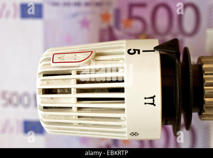 Heizung Thermostat und Euro-Scheine, Heizung Küsten Symbol, Deutschland Stockfoto