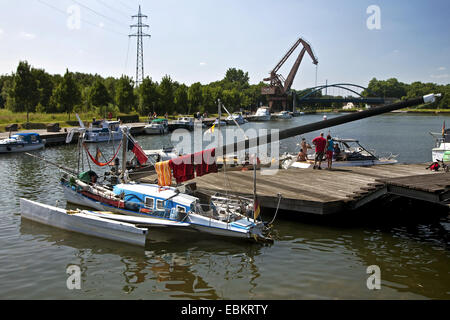 Preussenhafen Innenhafen und Datteln-Hamm-Kanal, Deutschland, Nordrhein-Westfalen, Lünen Stockfoto
