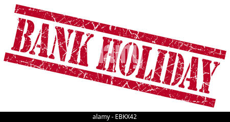 Bank Holiday rotes Quadrat Grunge isoliert Stempel Stockfoto