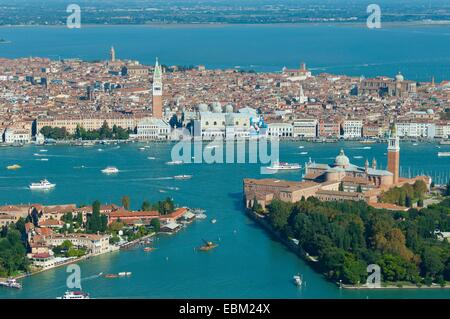 Luftaufnahme der Giudecca und San Giorgio Maggiore, Venedig, Italien, Europa Stockfoto