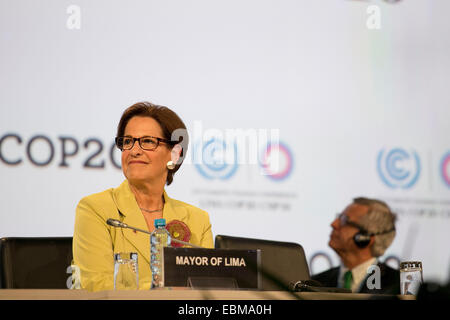 Lima, Peru. 1. Dezember 2014. Lima Bürgermeister SUSANA VILLARAN besucht die COP20 Eröffnungsfeier. Zwei Wochen lang erarbeiten Delegierte aus fast 200 Ländern ein internationales Klimaabkommen für die Annahme in Paris nächstes Jahr geplant ist. Bildnachweis: Danielle Villasana/ZUMA Wire/ZUMAPRESS.com/Alamy Live-Nachrichten Stockfoto