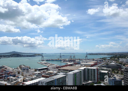 Auckland Hafen von oben Stockfoto