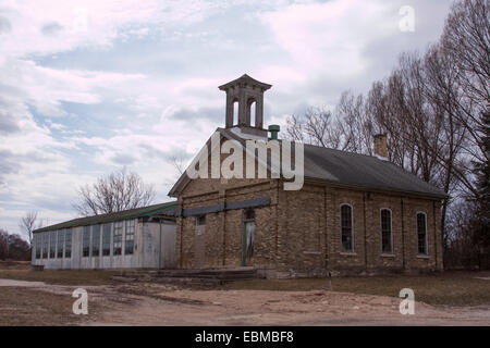 Sunnyside Schule Menomonee Falls Wisconsin im Jahre 1875 gebaut Stockfoto