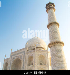 Minarett der Taj Mahal, Agra, Uttar Pradesh, Indien Stockfoto