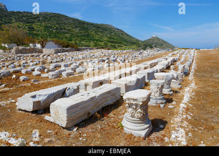 Überreste des Dionysos-Tempels, antiken Stadt Knidos, Knidos, in der Nähe von Datça, Datça-Halbinsel, Provinz Muğla, Ägäis, Türkei Stockfoto