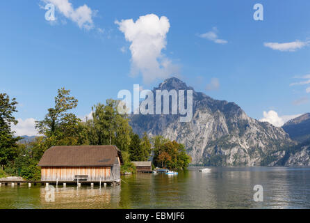 Traunstein-Berg und See Traun, Winkl, in der Nähe von Traunkirchen, Salzkammergut, Traunviertel Region, Oberösterreich, Österreich Stockfoto