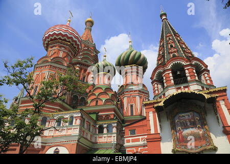 Basilius Kathedrale oder Sobor Wassilija Blaschenogo, auf dem Roten Platz, Moskau, Russland Stockfoto