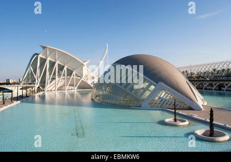 3D Kino L &#39; Hemisféric, hinter dem Museo de Las Ciencias und Agora, Ciudad de Las Artes y Las Ciencias Stockfoto