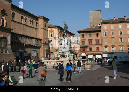 BOLOGNA PIAZZA MAGGIORE NEPTUNBRUNNEN Stockfoto