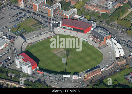 Eine Luftaufnahme des Old Trafford Cricket Ground Manchester. Haus des Lancashire County Cricket Club Stockfoto