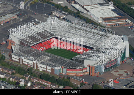 Eine Luftaufnahme des Old Trafford Stadion, Heimat des Manchester United FC Stockfoto