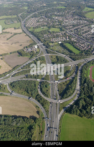 Eine Luftaufnahme von der Eccles Interchange Junction 12 von der M60 in der Nähe von Manchester Stockfoto