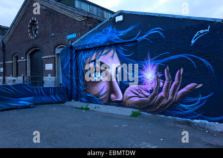 Graffiti, Wand von einer Frau, Dublin, Republik Irland, Europa. Stockfoto