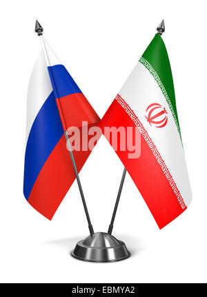 Iran und Russland - Miniatur-Flags. Stockfoto