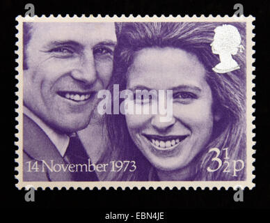 Briefmarke. Great Britain. Königin Elizabeth II. 1973 königliche Hochzeit. 14.. November 1973. 31 / 2p. Stockfoto