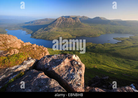 Loch Lurgainn, Blick vom Stac Pollaidh, Vereinigtes Königreich, Schottland Stockfoto