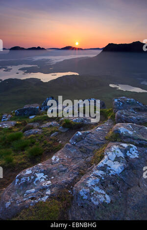 Blick auf Suilven und Cul Mor, Großbritannien, Schottland, Sutherland Stockfoto