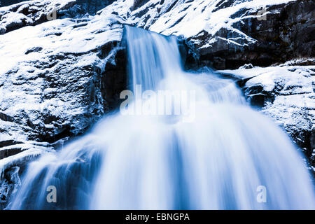Krimmler Wasserfälle im Winter, Österreich, Tirol, Nationalpark Hohe Tauern, Krimmler Stockfoto