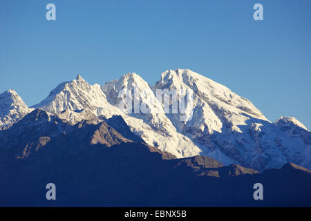 Subsummit von Ganesh Himal im Morgenlicht, Blick vom Chandanbari auf Langtang Himal, Nepal Langtang Himal Stockfoto