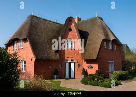 typisches Haus mit Strohdach auf Sylt, Deutschland, Schleswig-Holstein, Sylt, Keitum Stockfoto