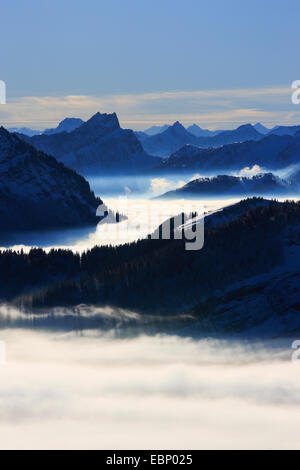 Blick vom Kronberg zum Mattstock-Gebirge, der Schweiz, Appenzell Stockfoto