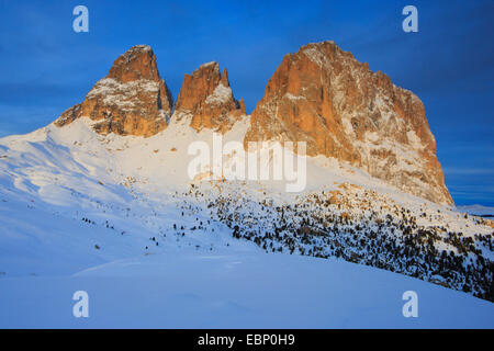 Plattkofels, 2956 m und Langkofel, 3181 m, Italien, Südtirol, Dolomiten Stockfoto