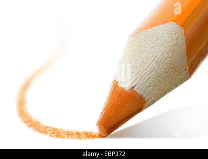 Makroaufnahme der Spitze von einem orangefarbenen Bleistift Stockfoto