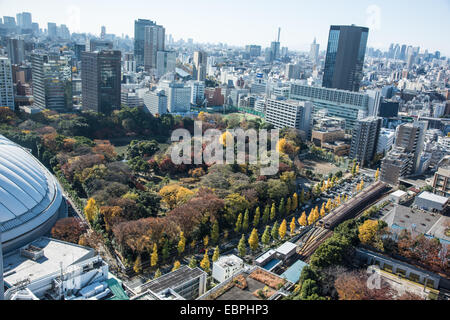 Luftaufnahme von Koishikawa Korakuen, Bunkyo-Ku, Tokyo, Japan Stockfoto