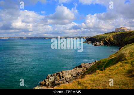 Newquay Bay North Cornwall England UK blauen Meeres und des Himmels Stockfoto