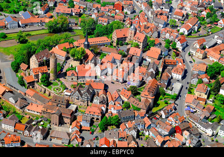 Luftbild Schloss Stadt Schlitz, Deutschland, Hessen, Schlitz Stockfoto