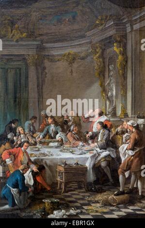 ActiveMuseum 0001871.jpg / Mittagessen mit Austern, 1735 - Jean-François De Troy Öl auf Leinwand 25.09.2013 - / 18. Jahrhundert Sammlung / aktive Museum Stockfoto