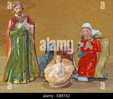 Baby-Krippe mit Jesus Mutter Mary und Joseph Stockfoto