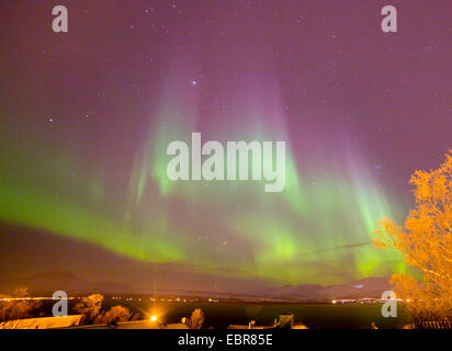 Aurora mit Jupiter, Norwegen, Troms, Tromsoe Stockfoto