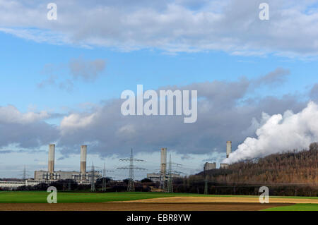 Kraftwerk Frimmersdorf der Rheinischen Braunkohle Bergbauregion, Deutschland, Nordrhein-Westfalen, Frimmersdorf, Grevenbroich Stockfoto