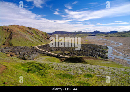 abgekühlt Lavastrom Landmannalaugar, Island Stockfoto