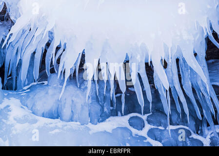 Eisstrukturen am See Tornetraesk, Schweden, Lappland, Norrbotten Stockfoto