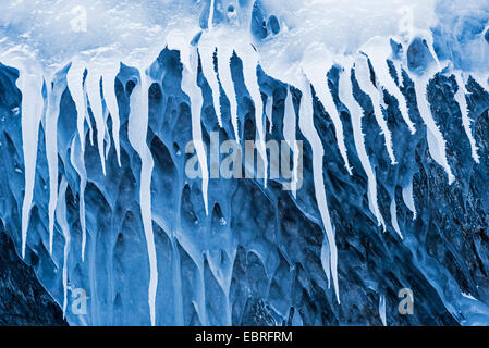 Eisstrukturen am See Tornetraesk, Schweden, Lappland, Norrbotten Stockfoto