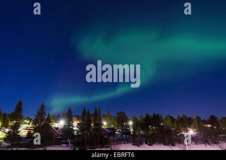 Polarlicht über Gaellivare, Schweden, Lappland, Norrbotten, Gaellivare Stockfoto