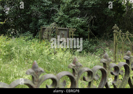 ungepflegt, altes Grab auf Graveyeard in Altlewin, Deutschland, Brandenburg, Altlewin Stockfoto