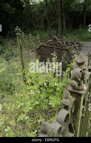 ungepflegt, altes Grab auf Graveyeard in Altlewin, Deutschland, Brandenburg, Altlewin Stockfoto