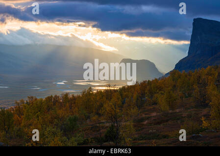 Abendstimmung am Rapadalen im Herbst, Schweden, Lappland, Sarek Nationalpark Stockfoto