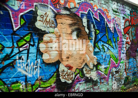 Gesicht, Blick durch ein Loch, Graffiti, Deutschland, Bayern Stockfoto